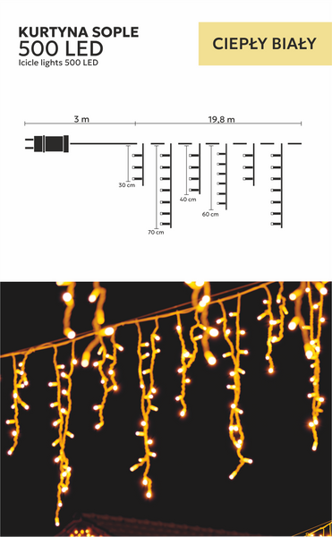 WARM WHITE ICICLE CURTAIN 300L