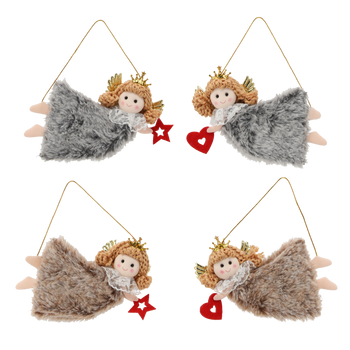 CHRISTMAS DECORATION ANGEL BROWN/GRAY 14.5 X 8 CM pack=12pcs