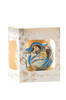 GOLD GLASS CHRISTMAS BAUBLE 8 CM HOLY FAMILY