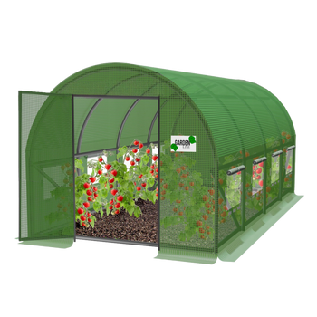 TUNEL FOLIOWY OGRODOWY 4 SEGMENTOWY ZIELONY 6 x 3 x 2 M Z DRZWIAMI NA ZAWIASIE