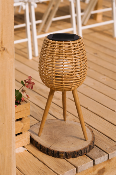 SOLAR LANTERN ON LEGS NATURAL 52 CM LED