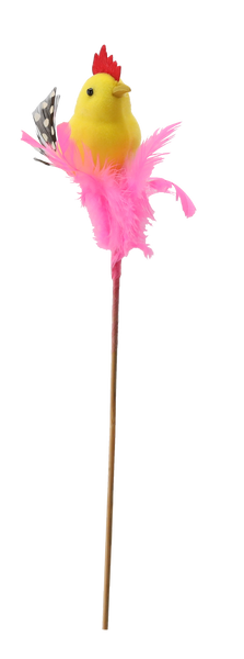 DECORAȚIUNE DE PAȘTE PE COTOR - PUI ÎN PENE 6 x 23 CM MIX 4 CULORI ambalaj=12buc *9519