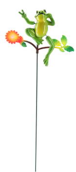 DECORATION ON A STAKE FOR A PLANT POT/GARDEN – FROG 12 CM / 50 CM