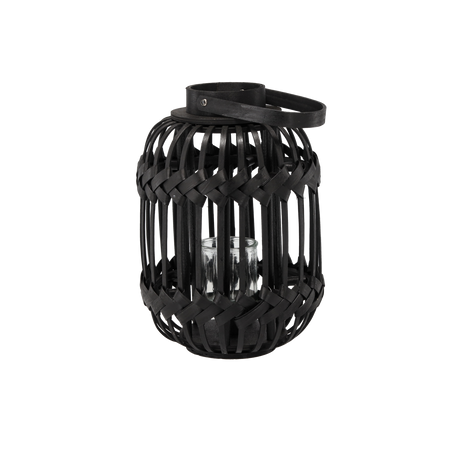 ČIERNA LAMPION H 34/46 CM S SKLENENOU VLOŽKOU *3223