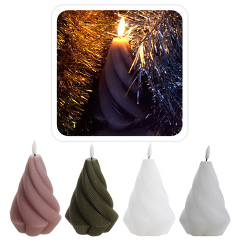 CANDLE DIN WAX LED - TWISTED 9 x 12,5 CM MIX CULOARE *9331
