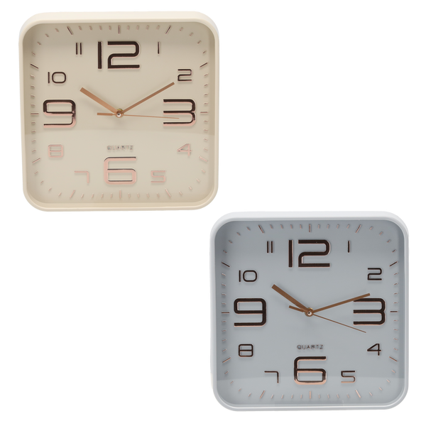 ZEGAR WISZĄCY KWADRATOWY 30,2 x 30,2 x 4,3 CM BEŻOWY/NIEBIESKI ZE ZŁOTYMI CYFRAMI *5562