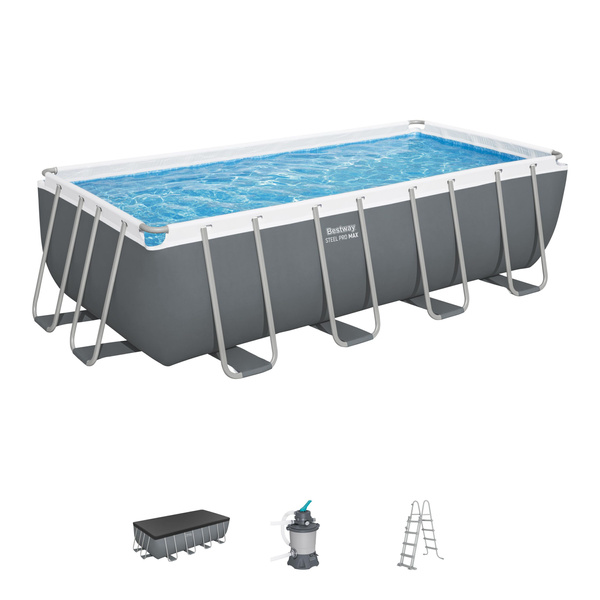 PISCINĂ CU CADRU 5,49 X 2,74 X 1,22 M (PISCINĂ, POMPA CU NISIP, SCARA, CAPAC, DISTRIBUITOR)