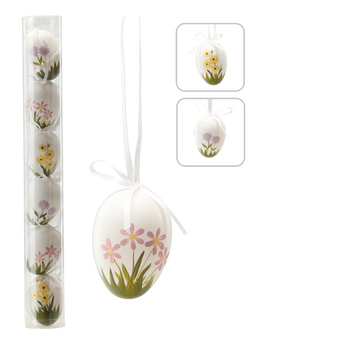 SET OF 6 EASTER EGGS 6 CM WITH FLOWERS MIX DESIGNS TUBE