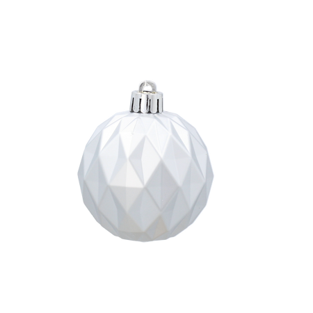SET OF 6 GEOMETRIC BAUBLES 6 CM RED/GOLD/SILVER