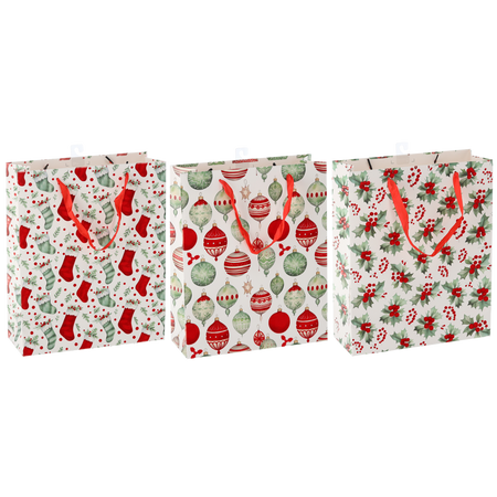 CHRISTMAS GIFT BAG "CHRISTMAS SYMBOLS" 30 x 42 x 12 CM MIX DESIGNS