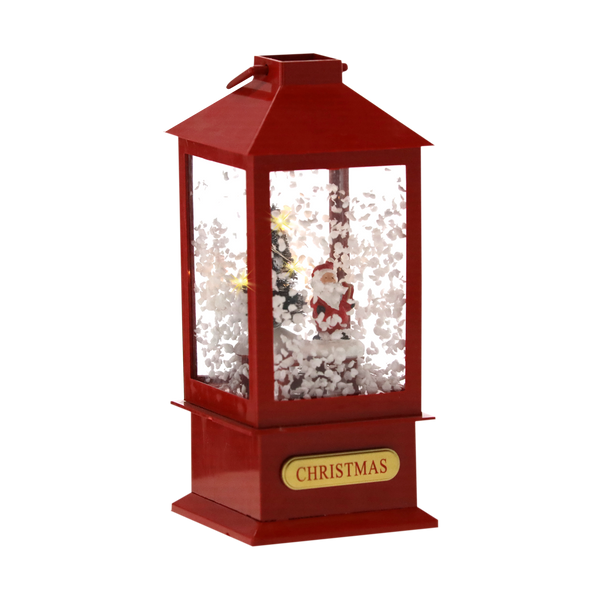 ŚWIĄTECZNY LAMPION 9 x 9 x 23 cm Z WKŁADEM LED POZYTYWKA - BIAŁY Z BAŁWANEM / CZERWONY Z MIKOŁAJEM*1628