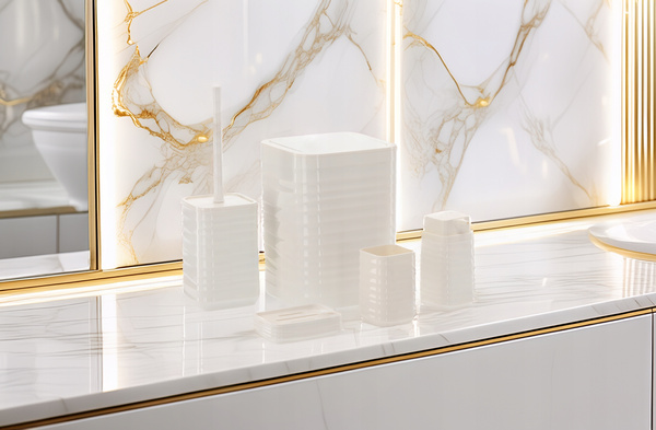 5-PIECE BATHROOM SET SQUARE WHITE