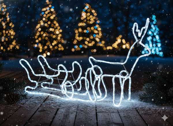 RENIFERUL DE SĂRBĂTOARE CU SĂNIILE LED 120 x 27 x 66 CM ALBASTRU RECE + FLASH RECE ÎN/AFARA *8349