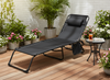 LEŻAK / ŁÓŻKO OGRODOWE SKŁADANE 190 x 58 x 30 CM Z KIESZONKĄ CZARNE