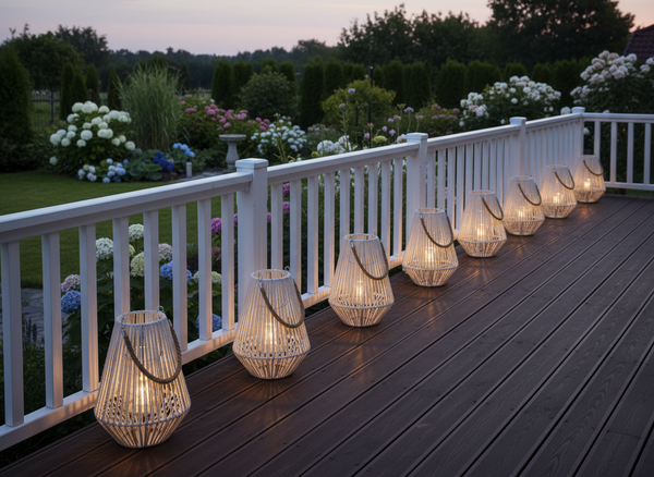 LAMPION H-30 CM BIAŁY Z WKŁADEM SZKLANYM