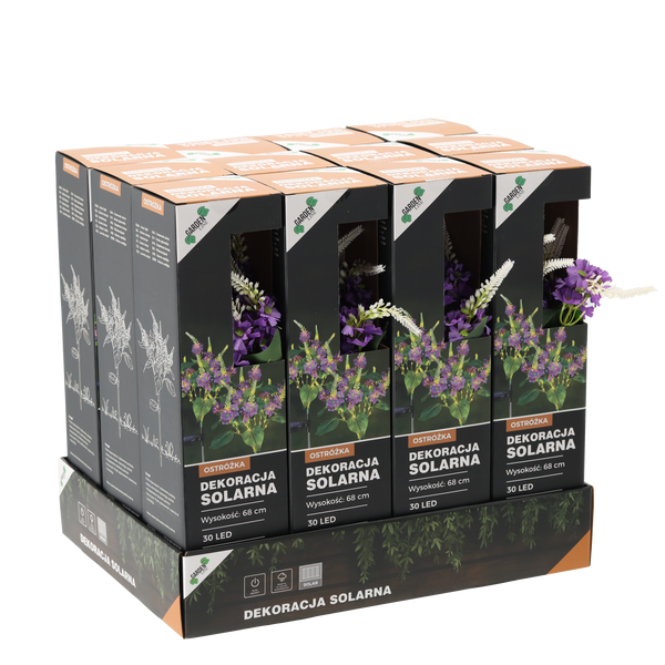 SOLAR LAMP H 68 CM DELPHINIUM 30 LED WARM WHITE DISPLAY=12PCS