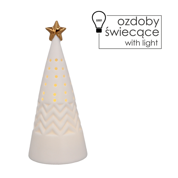 LED CERAMIC WHITE CONE-SHAPED CHRISTMAS TREE 8 x 8 x 18.5 CM