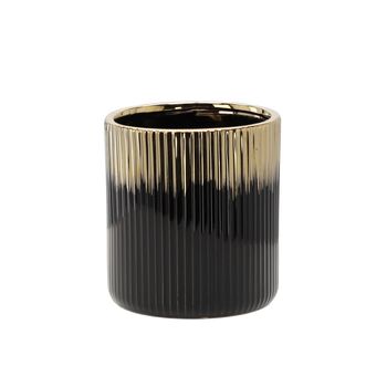 CERAMIC COVER FOR A POT 15 x 15 x 16 CM GOLD AND WHITE