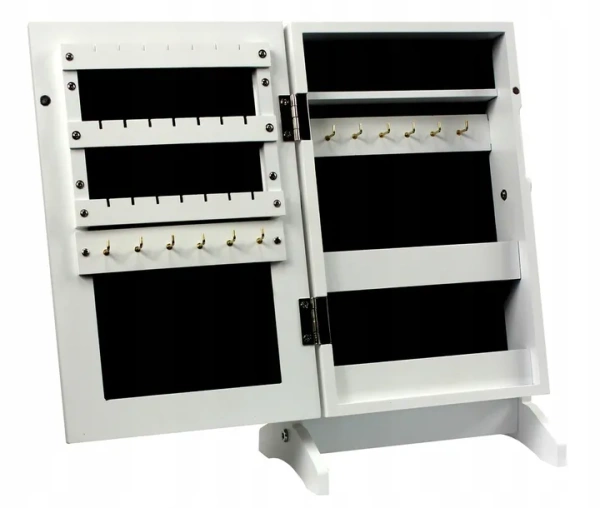 SZAFKA NA BIŻUTERIĘ Z LUSTREM BIAŁA 21 x 15 x 35 cm *5775