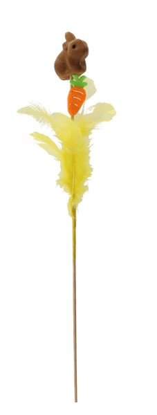 VELIKONOČNÍ DEKORACE NA ŠPEJLI - ZAJÍČEK S PEŘÍČKY 30 CM MIX 2 BAREV bal=12ks *9533