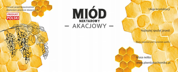 KPL. 100 ETIKETY MED NEKTÁROVÝ AKÁCIOVÝ 154 x 60 MM *8191