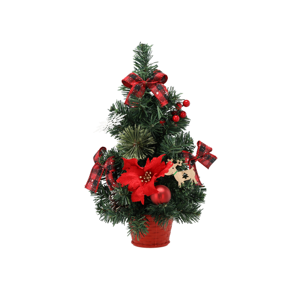 CHRISTMAS TREE 40 CM RED WITH POINSETTIA