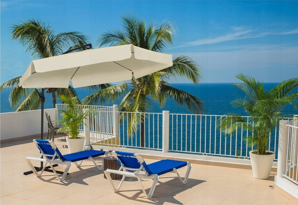 ZÁHRADNÍ SLUNEČNÍK 3 M BEŽOVÝ "BANÁN" S KRYTEM S LED *1503