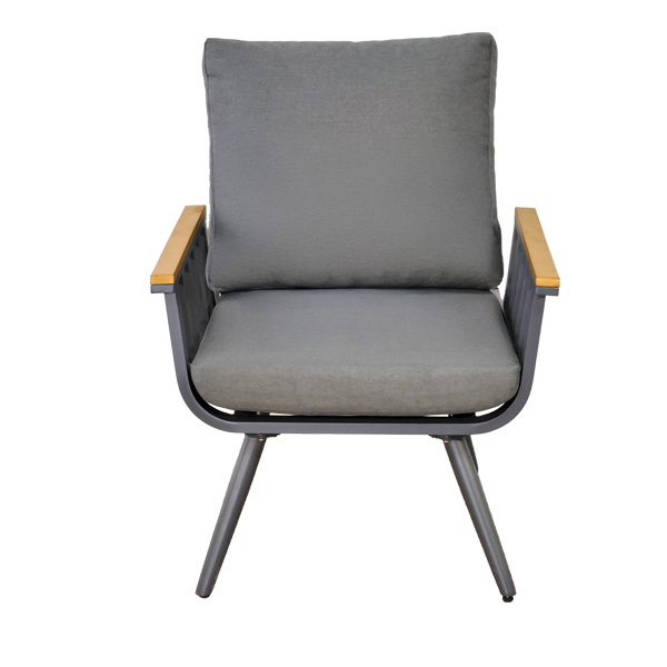 SET DE MOBILIER DIN ALUMINIU ( CANAPEA + 2 FOTOLII + MĂSUȚĂ ) GRAD + PERNE GRII *8151