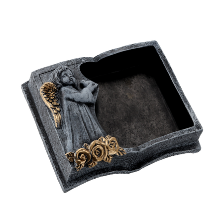 BOOK CEMENT POT - DARK GREY GOLD 23 X 19 X 7,5 CM