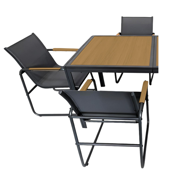 ZESTAW MEBLI OGRODOWYCH STÓŁ + 6 KRZESEŁ ANTRACYT