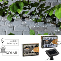 LED GRĂDINĂ SOLARĂ GARNDATĂ LUNGIME 2 + 1,8 M LUCA 10 LED ALB RECE *3590