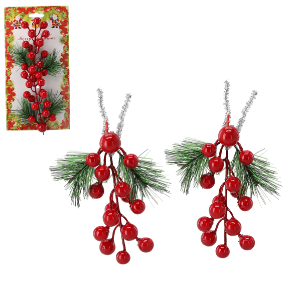 SET OF 2 DECORATIVE BRANCHES 11 X 15 CM WITH MOUNTAIN ASH