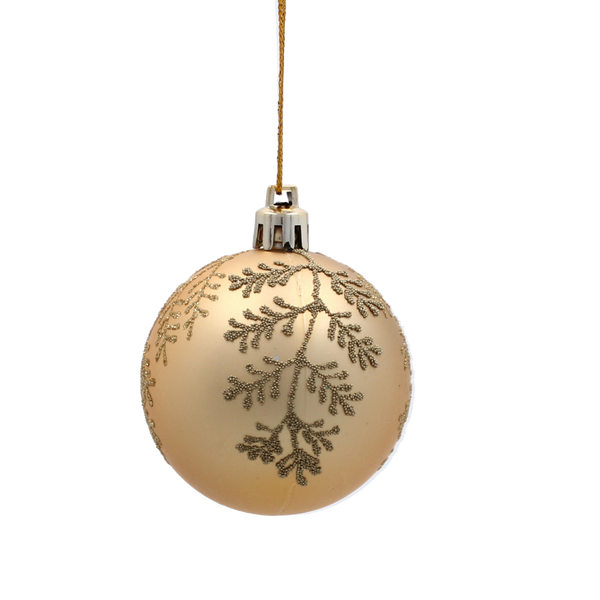 SET OF 8 CHRISTMAS BAUBLES GOLD 6 CM
