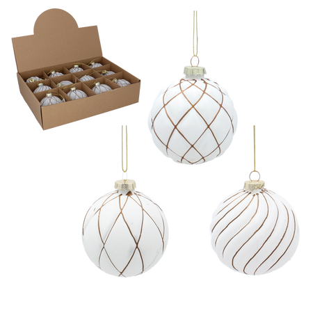 GLASS BAUBLES 8 CM WHITE