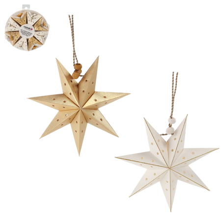 SADA 8 MINI DEKORATÍVNYCH PAPÍROVÝCH HVIEZD 10 CM ZLATÉ/BIELE bal.=4 ks *9164
