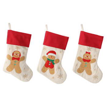 HOLIDAY STOCKING 46 CM BEIGE MIXED PATTERNS pack=12pcs