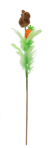 DECORAȚIUNE DE PAȘTE PE BEȚIȘOR - IEPURAȘ CU PENE 30 CM MIX 2 CULORI ambalaj=12buc *9533