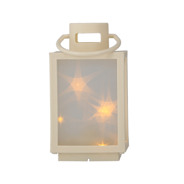 LANTERNĂ DE SĂRBĂTOARE 11 x 11 x 20,5 CM CU INSERȚIE LED CU EFECT 3D ALB *2546