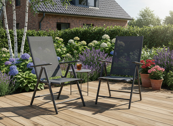 KRZESŁO OGRODOWE SKŁADANE ALUMINIUM 66 x 56 x 107 CM SZARE