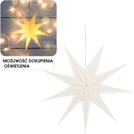 Dekoratívna papierová hviezda 60 cm biela 3D bal.=12 ks *9140