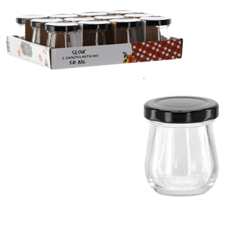 SŁOICZEK 50 ML Z CZARNĄ METALOWĄ ZAKRĘTKĄ opak=12 szt *2462