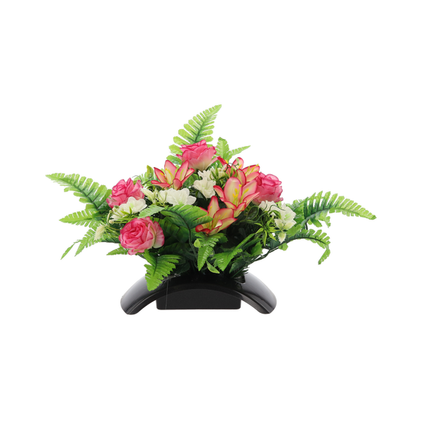 WIĄZANKA CH-31 (SZER. 55 CM, WYS. 40 CM) RÓŻE Z LILIĄ MIX KOLOR