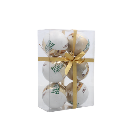 SET OF 6 CHRISTMAS BAUBLES GOLD 7 CM