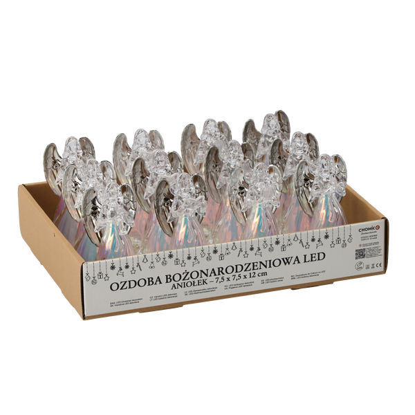 DECORAȚIE Crăciun - ÎNGER LED DIN PLASTIC 7,5 X 12,5 CM MIX DE MODELE disp=12buc *9025