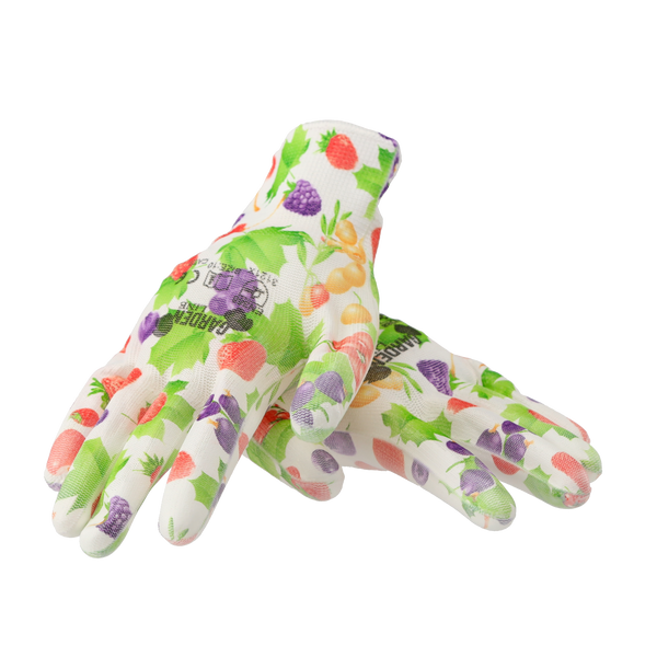 GARDEN GLOVES "8" PATTERN, POLYESTER WITH POLYURETHANE PACKET=12