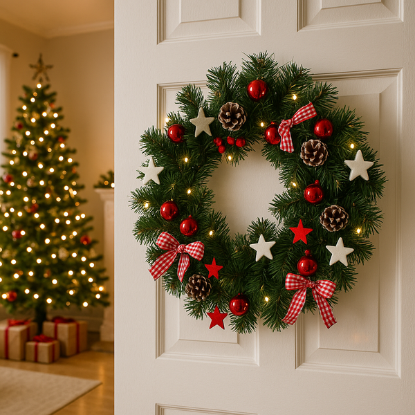 CHRISTMAS WREATH LED 40 CM RED-WHITE