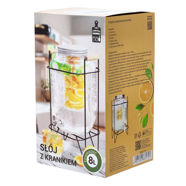JAR 8L WITH METAL LID, TAP AND FRUIT/ICE CONTAINER