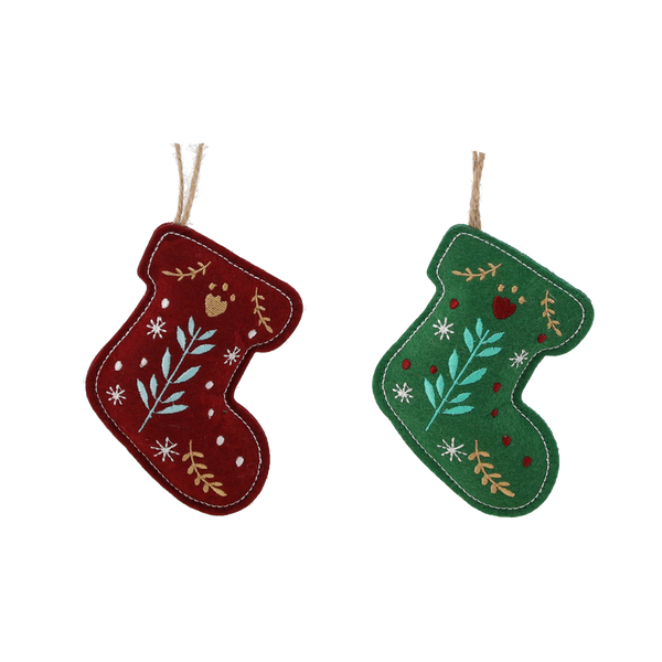 OZDOBA BOŻONAR. ZAWIESZKA BUCIK 9 X 2 X 17 CM ZIELONY/BURGUNDOWY opak=12szt *0646