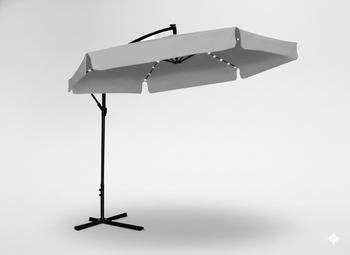 PARASOL OGRODOWY 3 M SZARY "BANANA" Z POKROWCEM Z LED