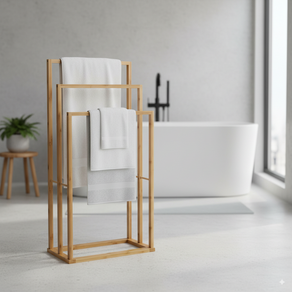 STOJAK NA RĘCZNIKI BAMBUSOWY 3 POZIOMY 42 x 24 x 82 CM *6552